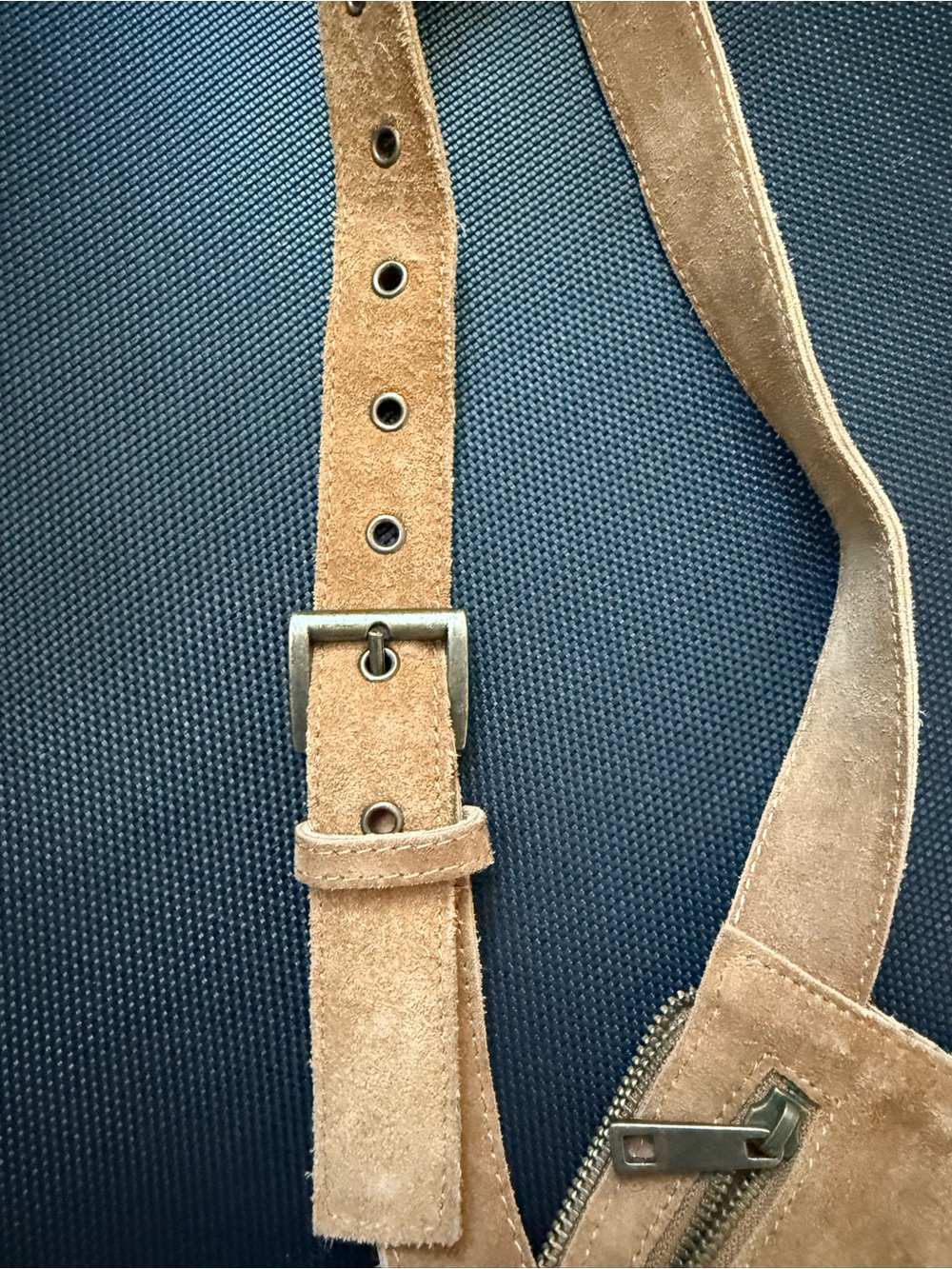 Free People Avalon 100% Leather Suede Sling Crossbody Or Belt Bag - Tan Brown - Picture 14 of 14